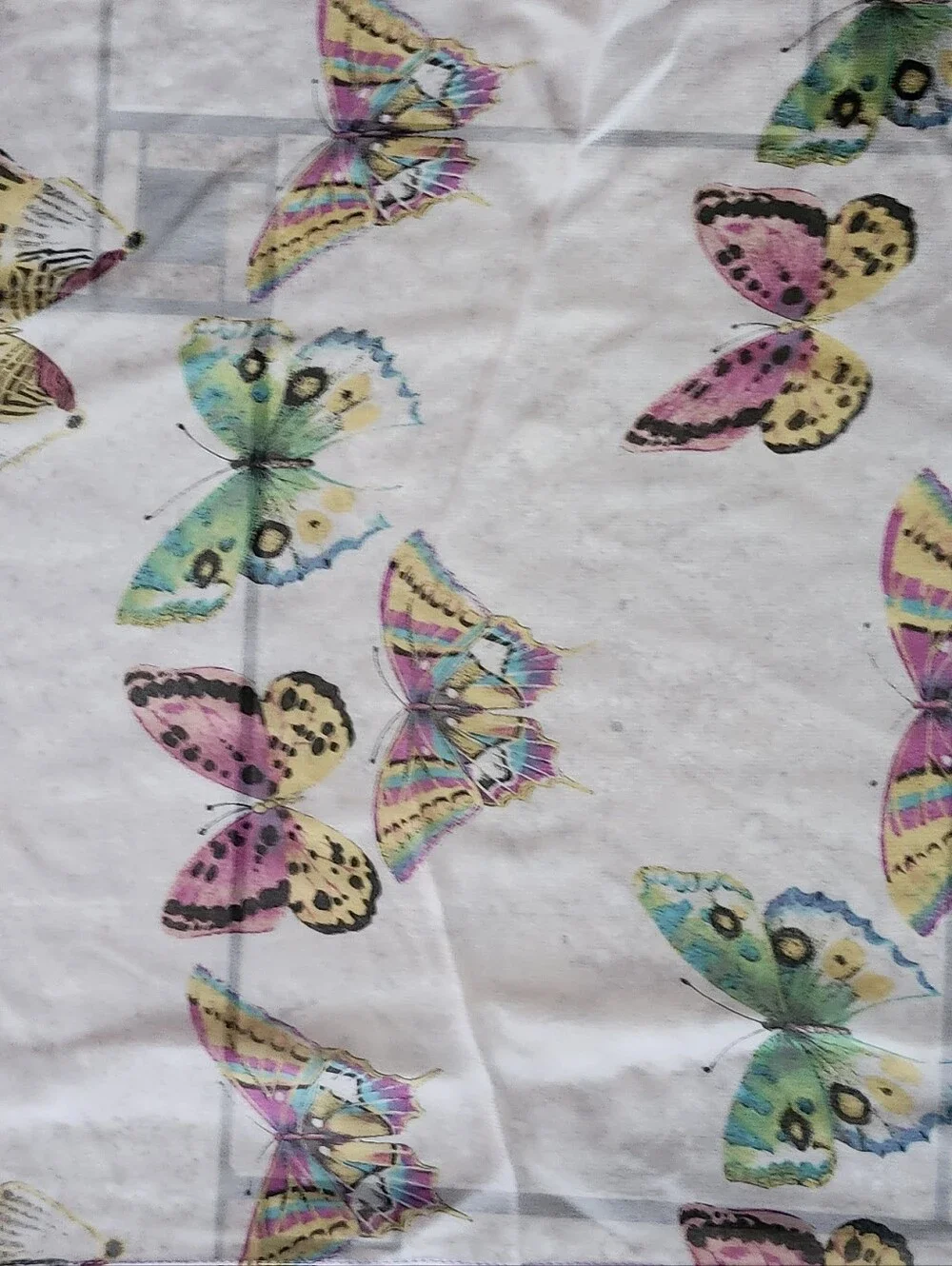 Light Purple Butterfly Print Silk Scarf 14x59